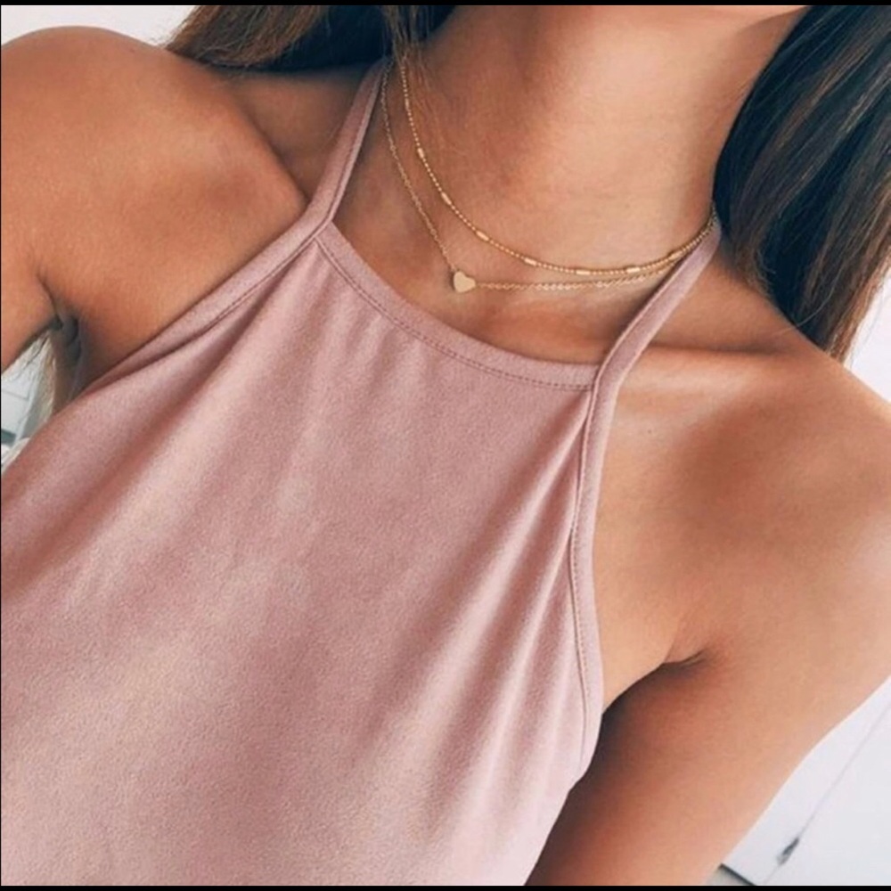 Heart Choker Layer Necklace Gold
